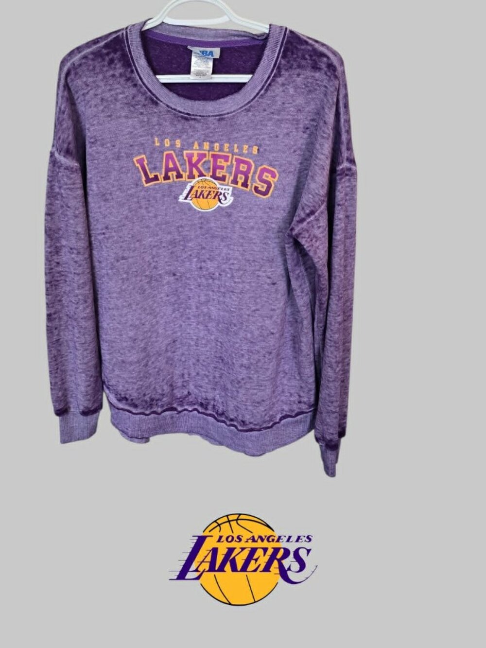 NBA Los Angeles Lakers Purple Burnout Fleece Sweatshirt Distressed  Womens M